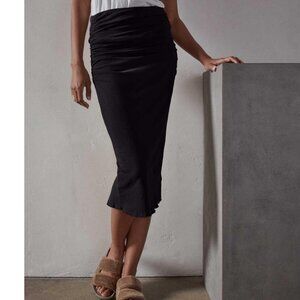 Women Recycled Brushed Jersey High Waisted Pencil Skirt Black